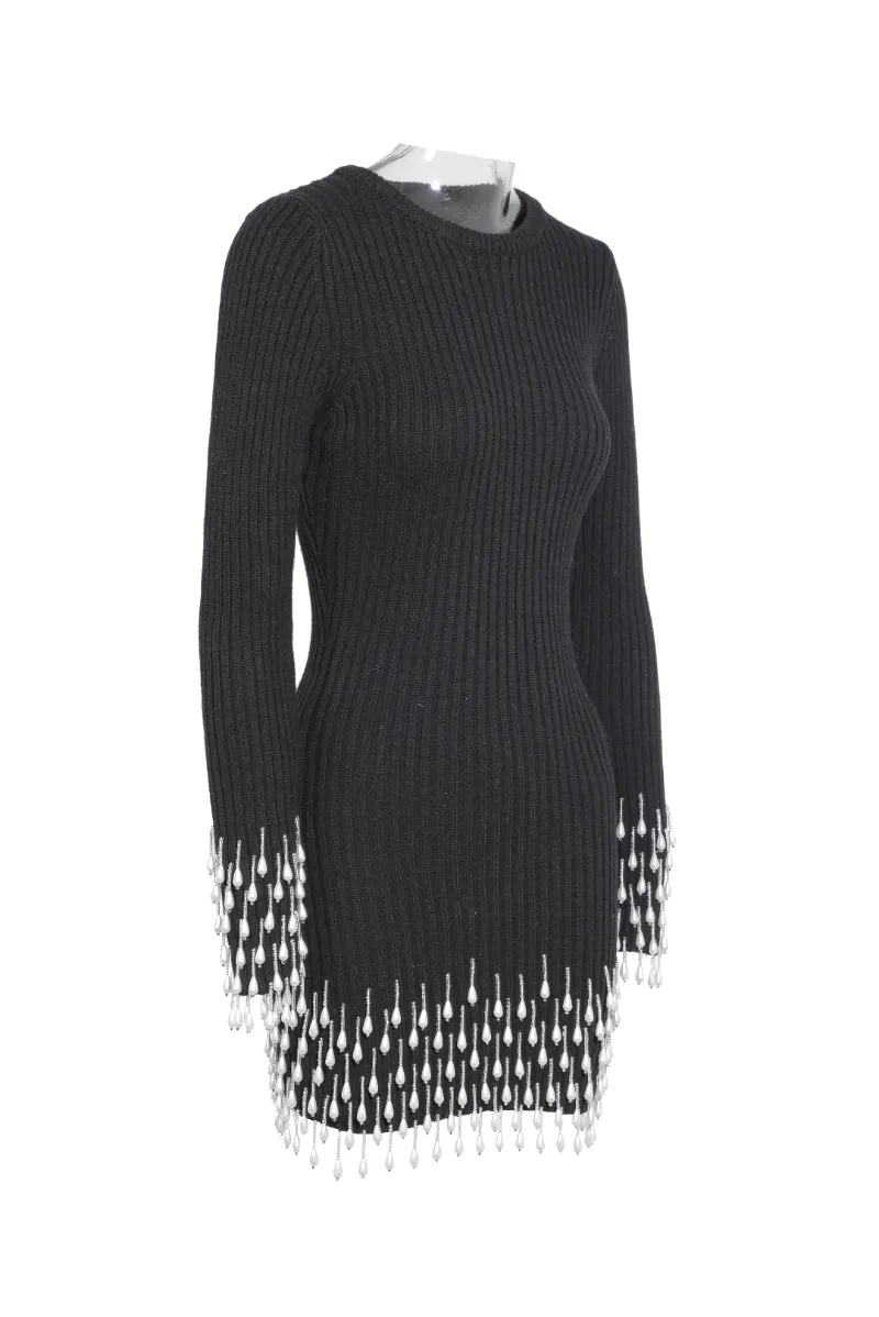 Embellished Sweater Mini Dress
