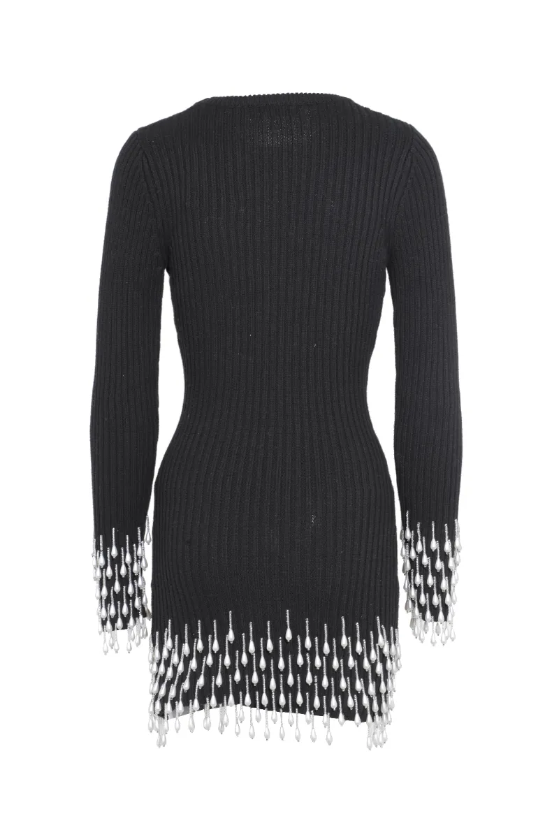 Embellished Sweater Mini Dress