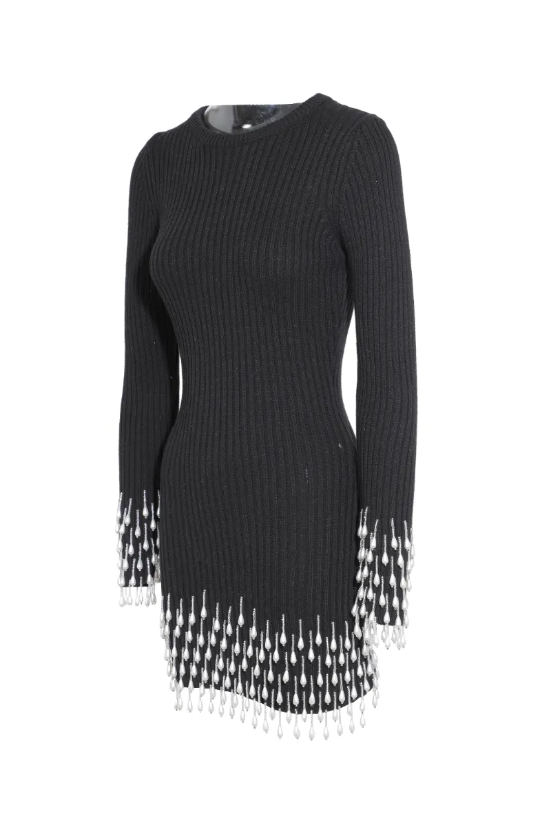 Embellished Sweater Mini Dress