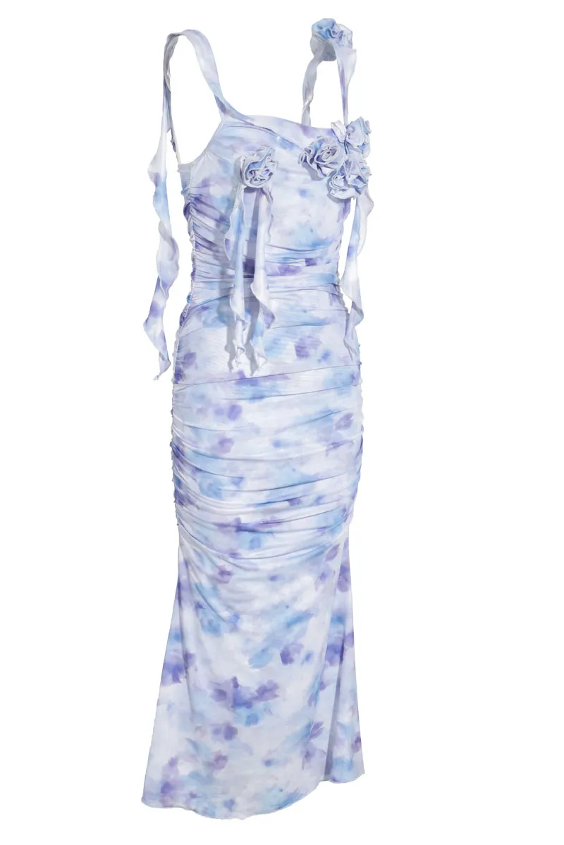 Floral Mesh Midi Dress