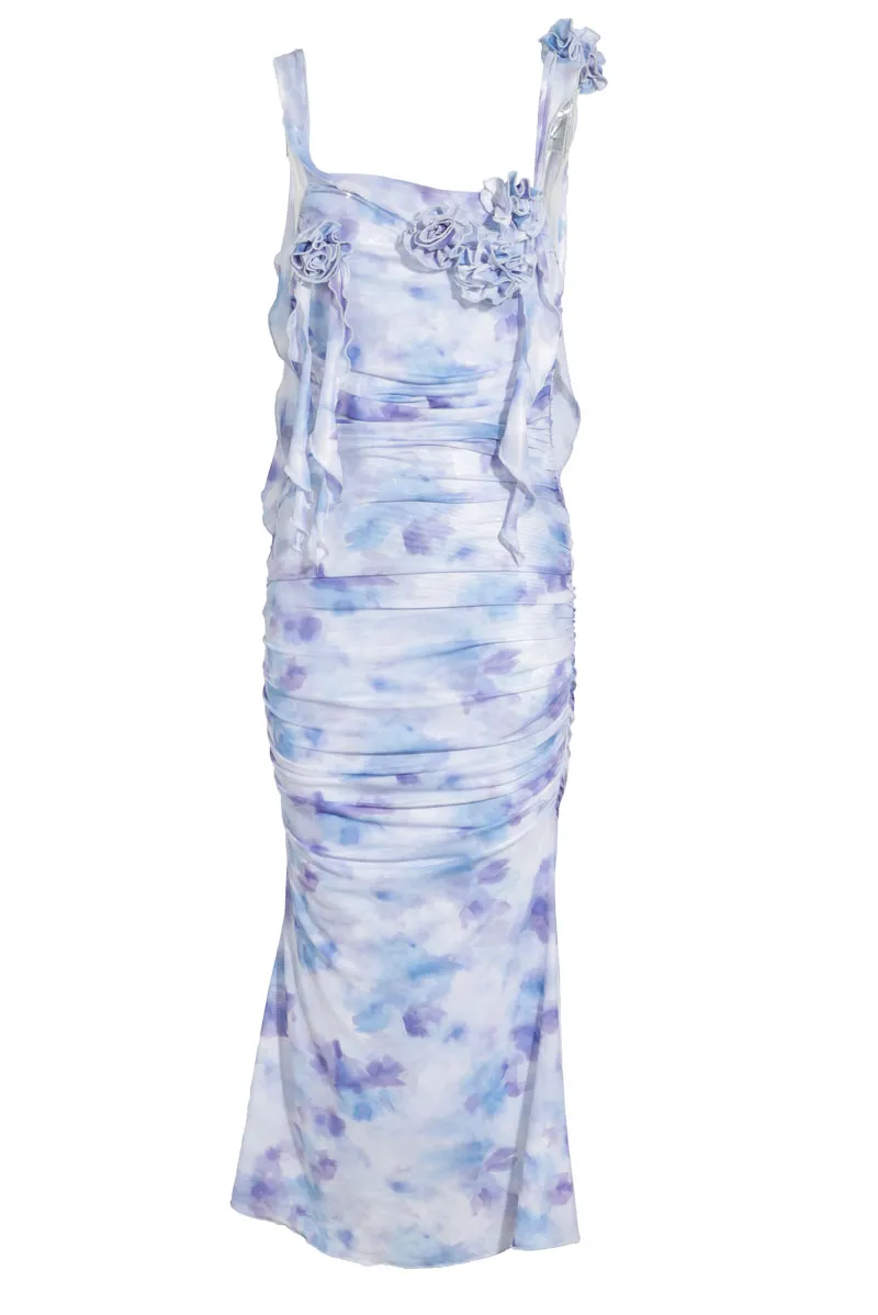 Floral Mesh Midi Dress