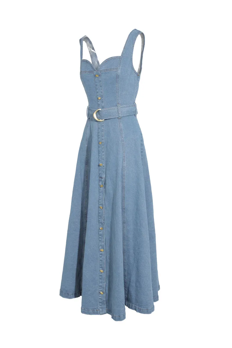 Gabrielle Denim Maxi Dress-Light Wash