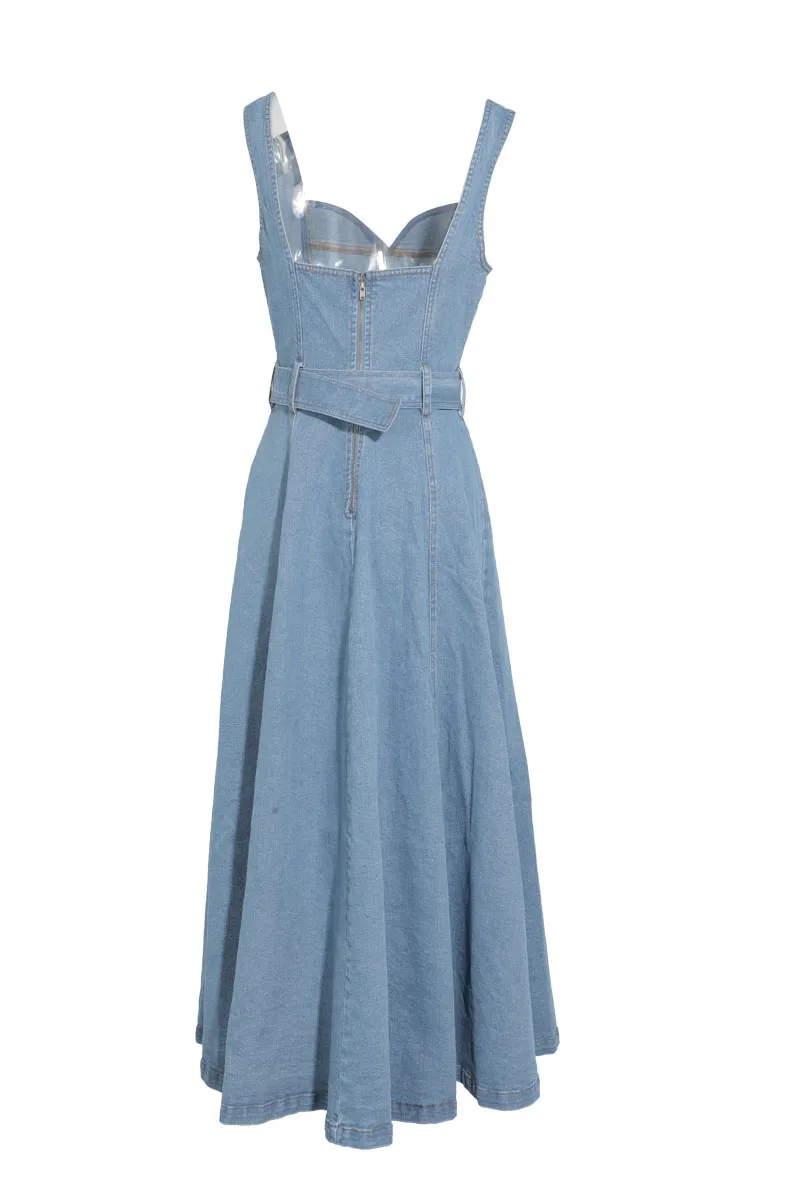 Gabrielle Denim Maxi Dress-Light Wash