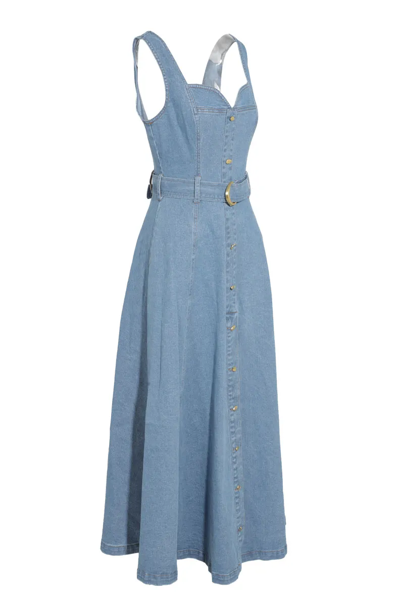 Gabrielle Denim Maxi Dress-Light Wash