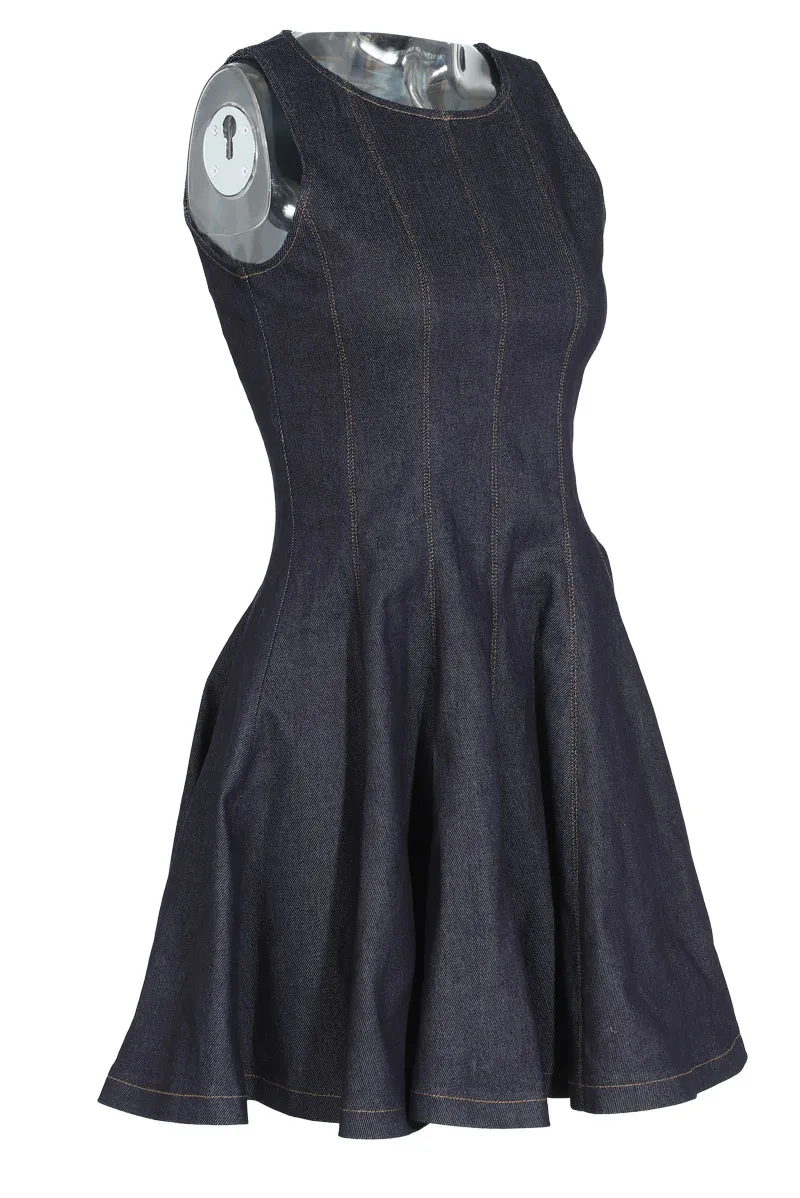 Playful Mood Denim Micro Mini Dress - Dark Wash