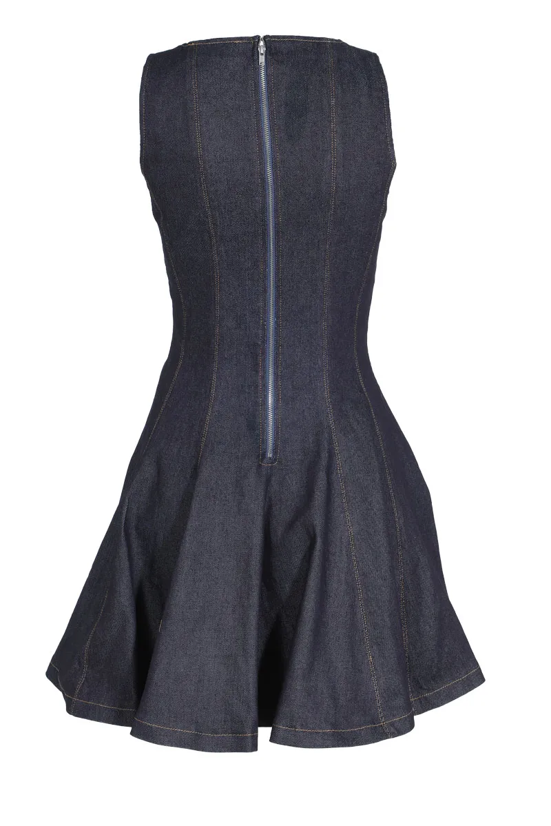 Playful Mood Denim Micro Mini Dress - Dark Wash