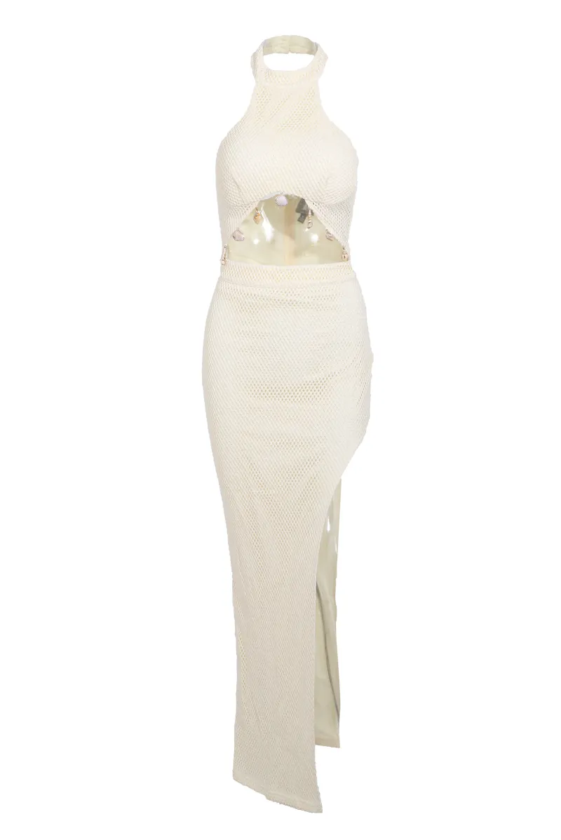 Cleo Crochet Maxi Dress - Cream