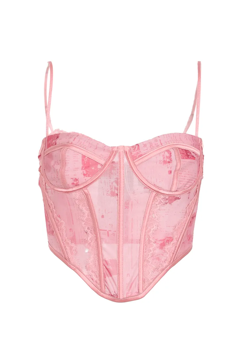 You've Got The Love Mesh Corset Top - Pink/combo
