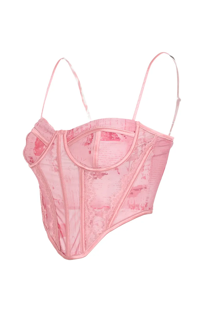 You've Got The Love Mesh Corset Top - Pink/combo