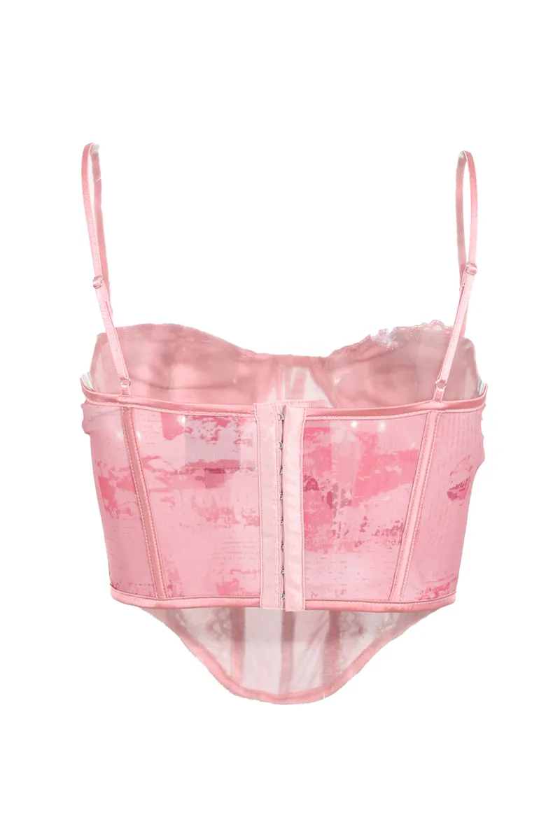 You've Got The Love Mesh Corset Top - Pink/combo