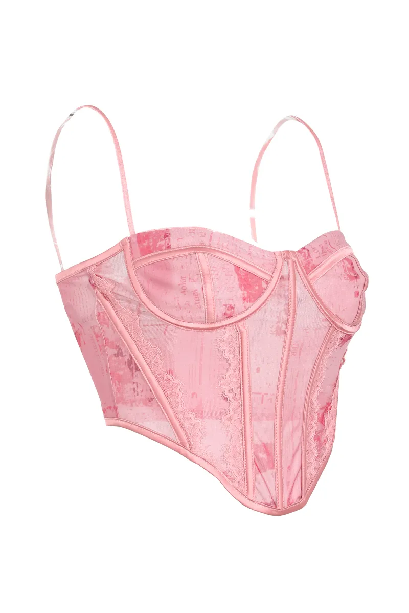 You've Got The Love Mesh Corset Top - Pink/combo