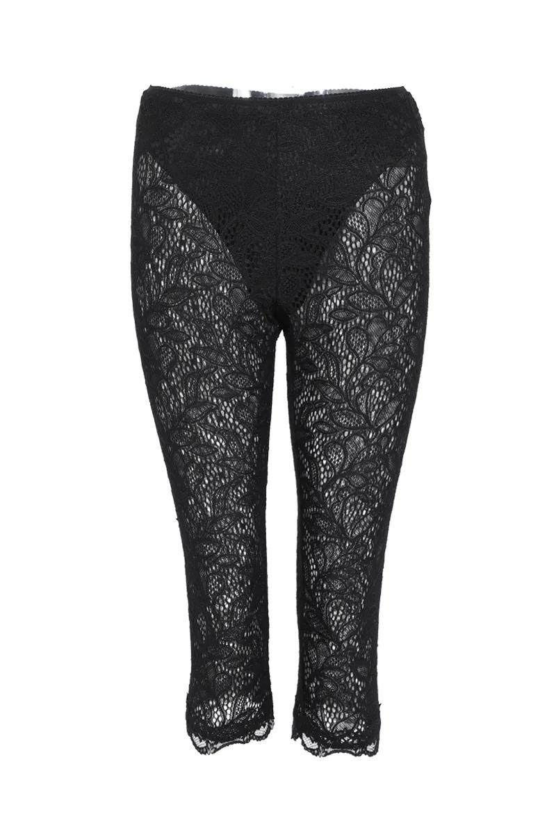 I Feel Love Lace Capri Legging - Black