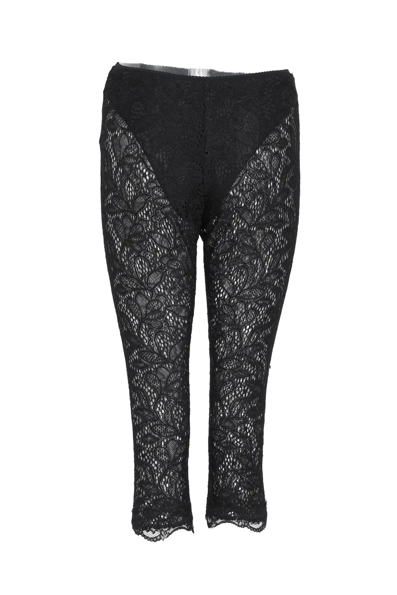 I Feel Love Lace Capri Legging - Black