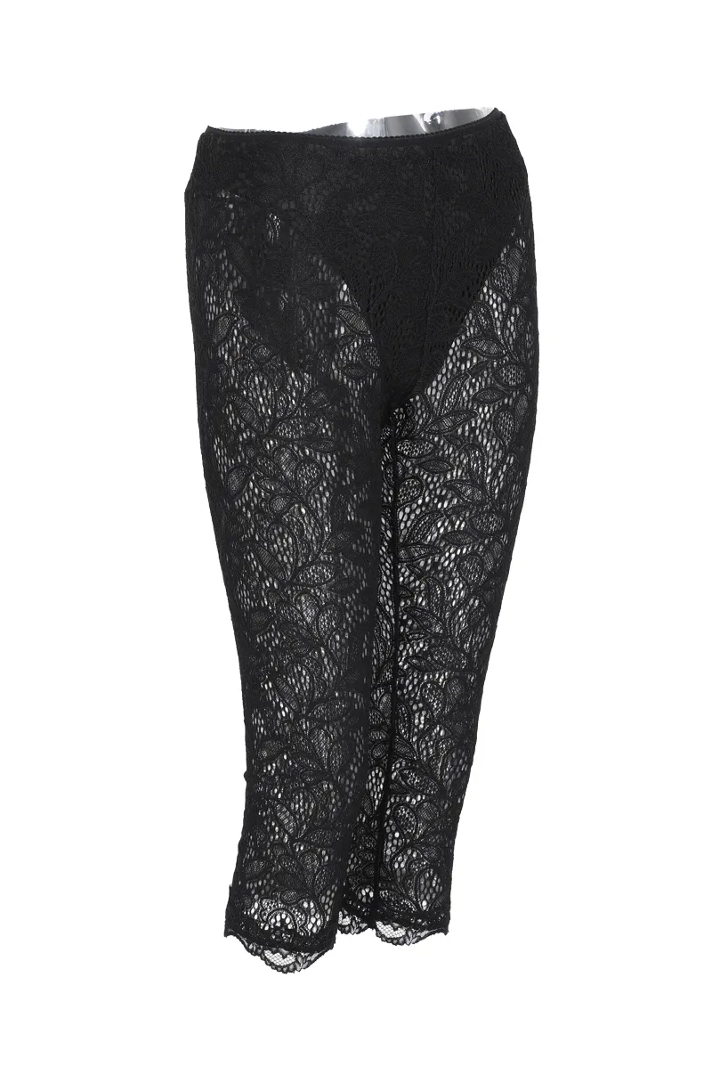 I Feel Love Lace Capri Legging - Black