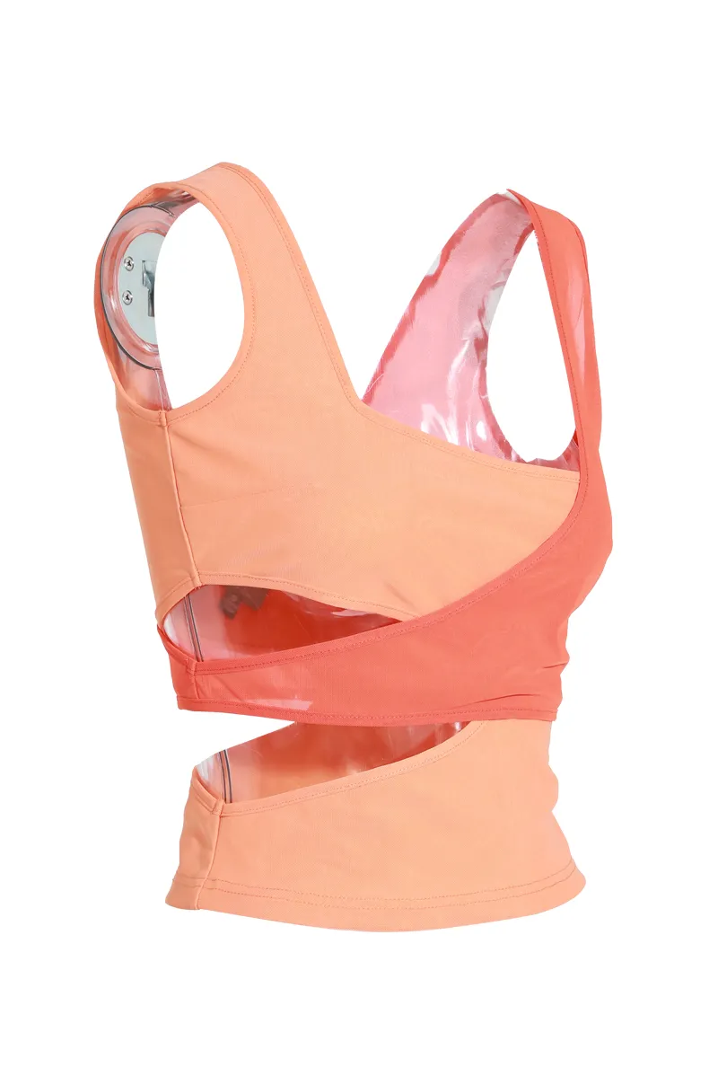 Brighten Up Mesh  Colorblock Tank Top - Orange/combo