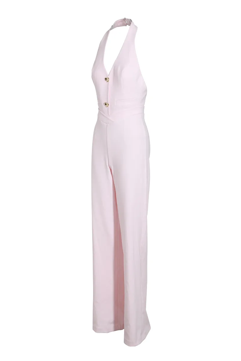 Heart On The Line Crepe Jumpsuit - Pink