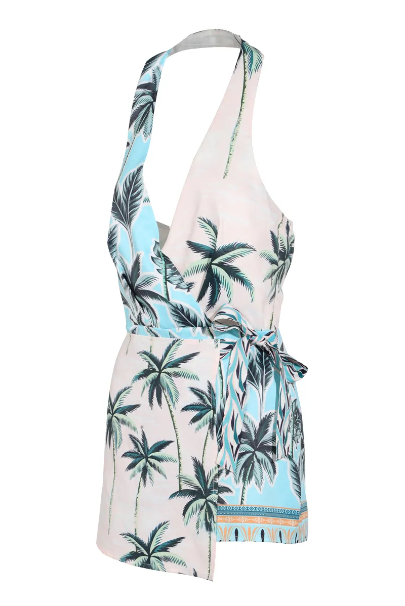 Heidi Tropical Vacation Romper - White/combo