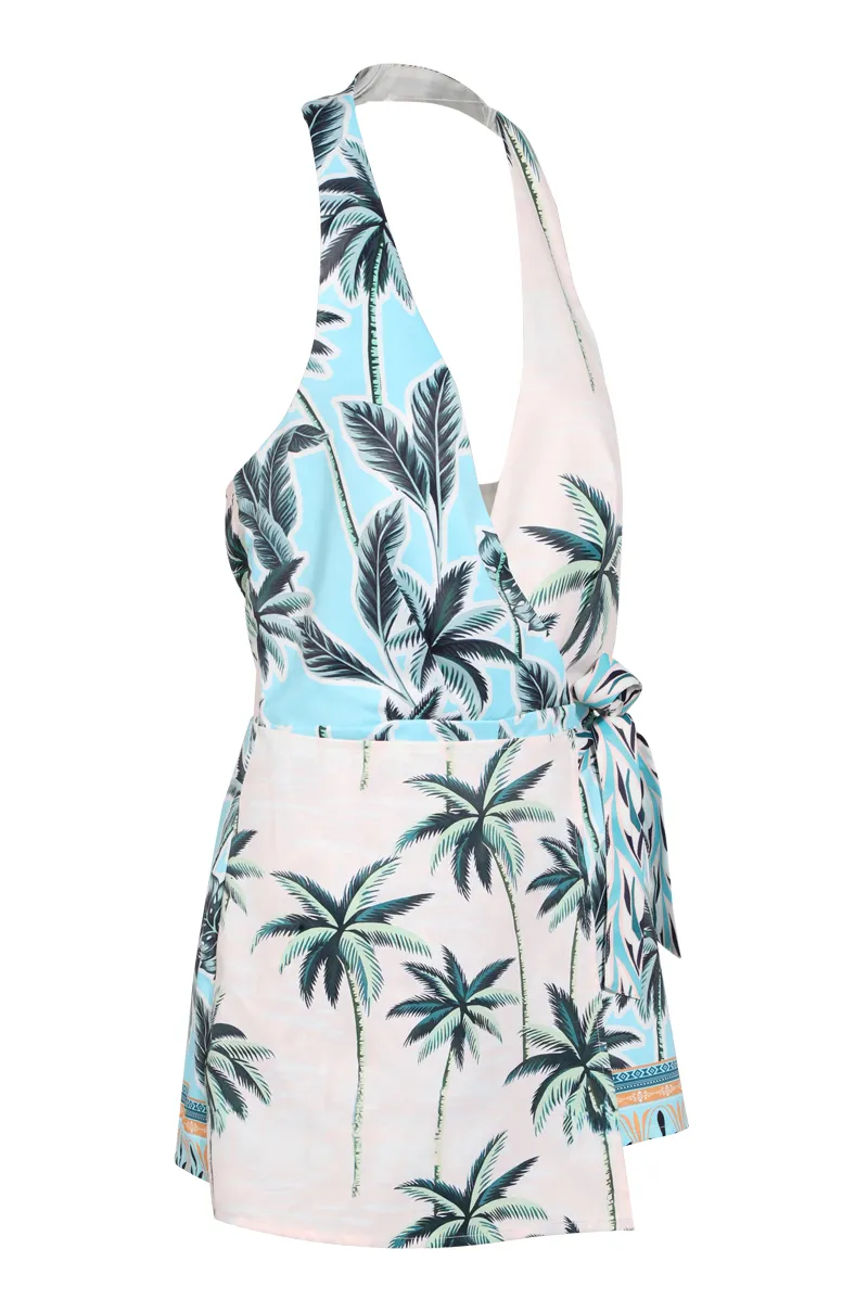 Heidi Tropical Vacation Romper - White/combo