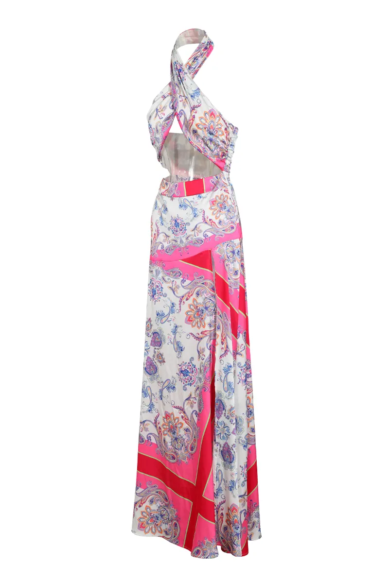 Vivid Dream Maxi Skirt Set  - Pink/combo