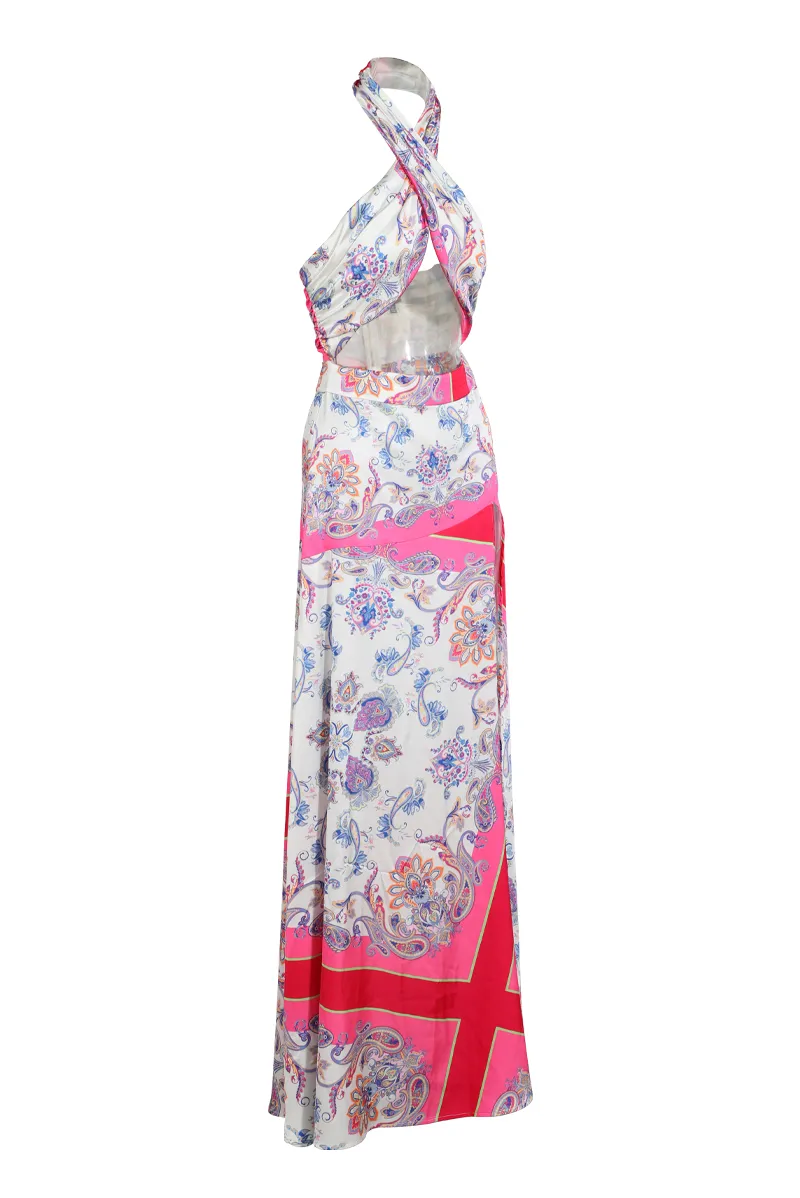 Vivid Dream Maxi Skirt Set  - Pink/combo