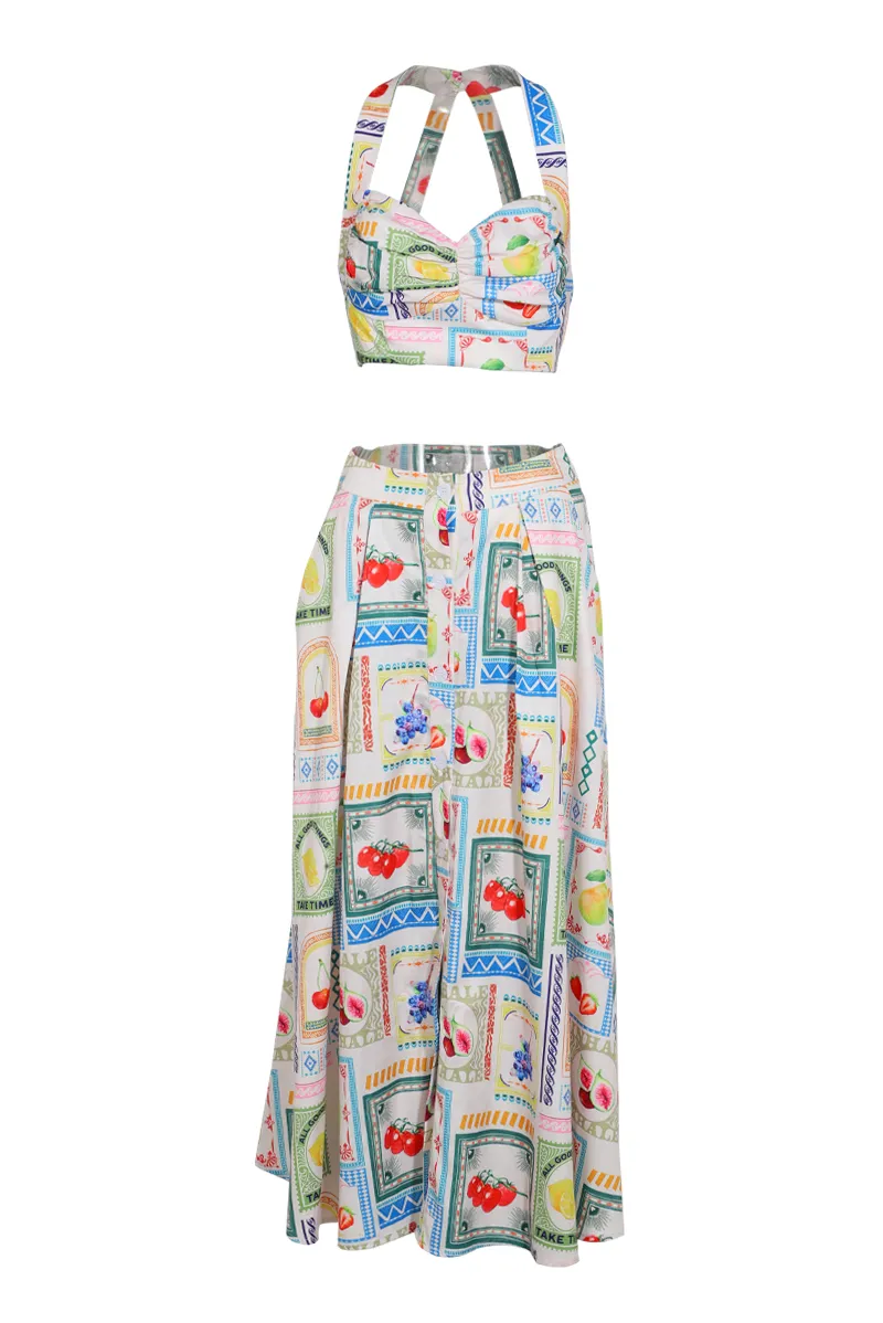 Feeling Fruity Midi Skirt Set - Ivory/combo