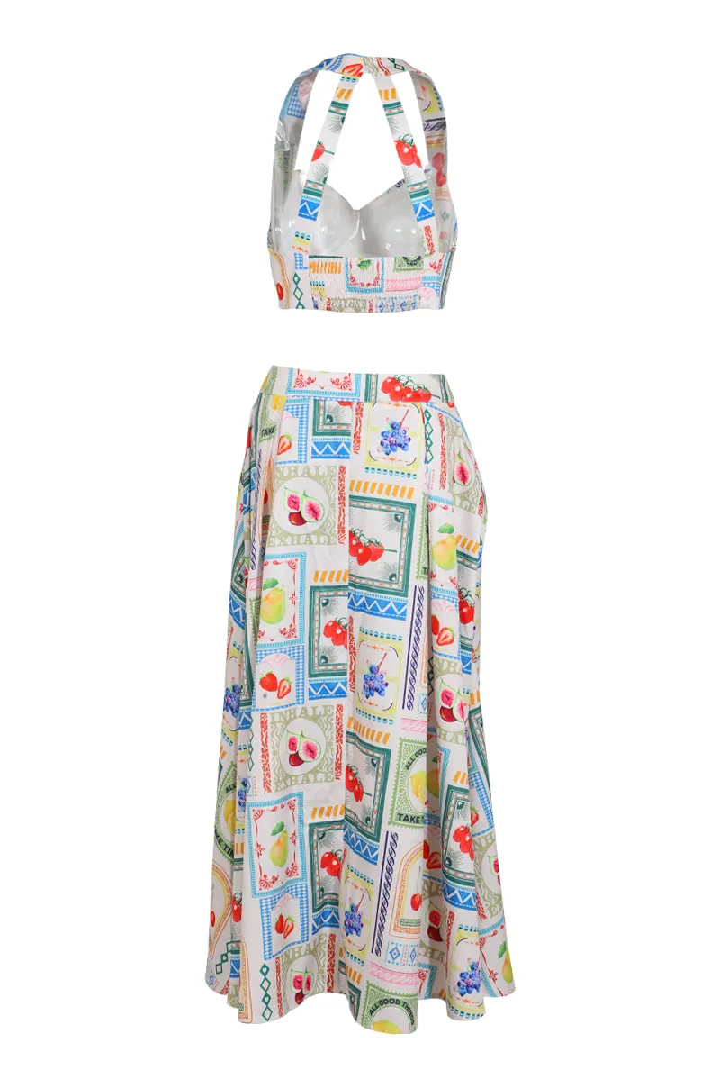 Feeling Fruity Midi Skirt Set - Ivory/combo