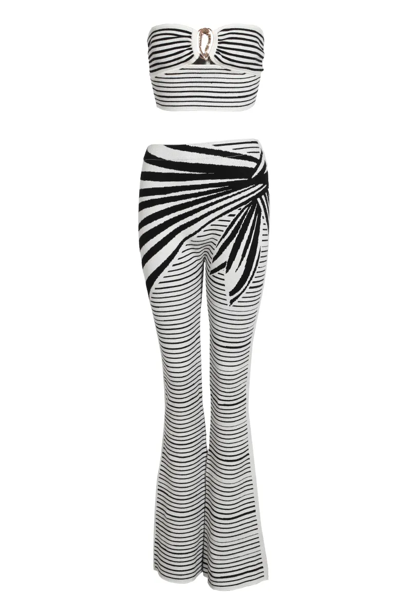 Knot Your Average Sweater Knit Pant Set - White/Black