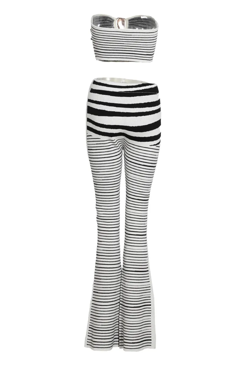 Knot Your Average Sweater Knit Pant Set - White/Black