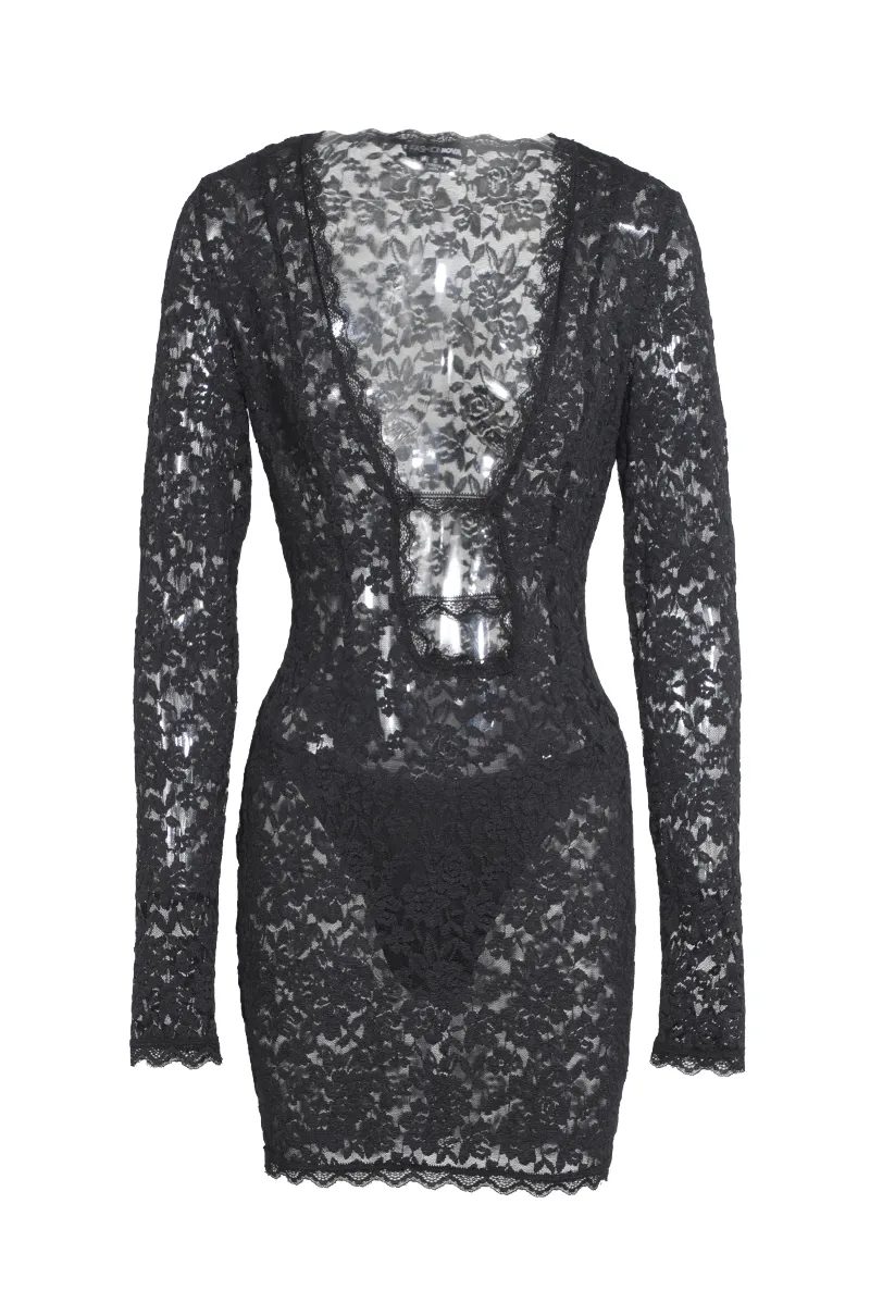 Victoria Lace Mini Dress - Black