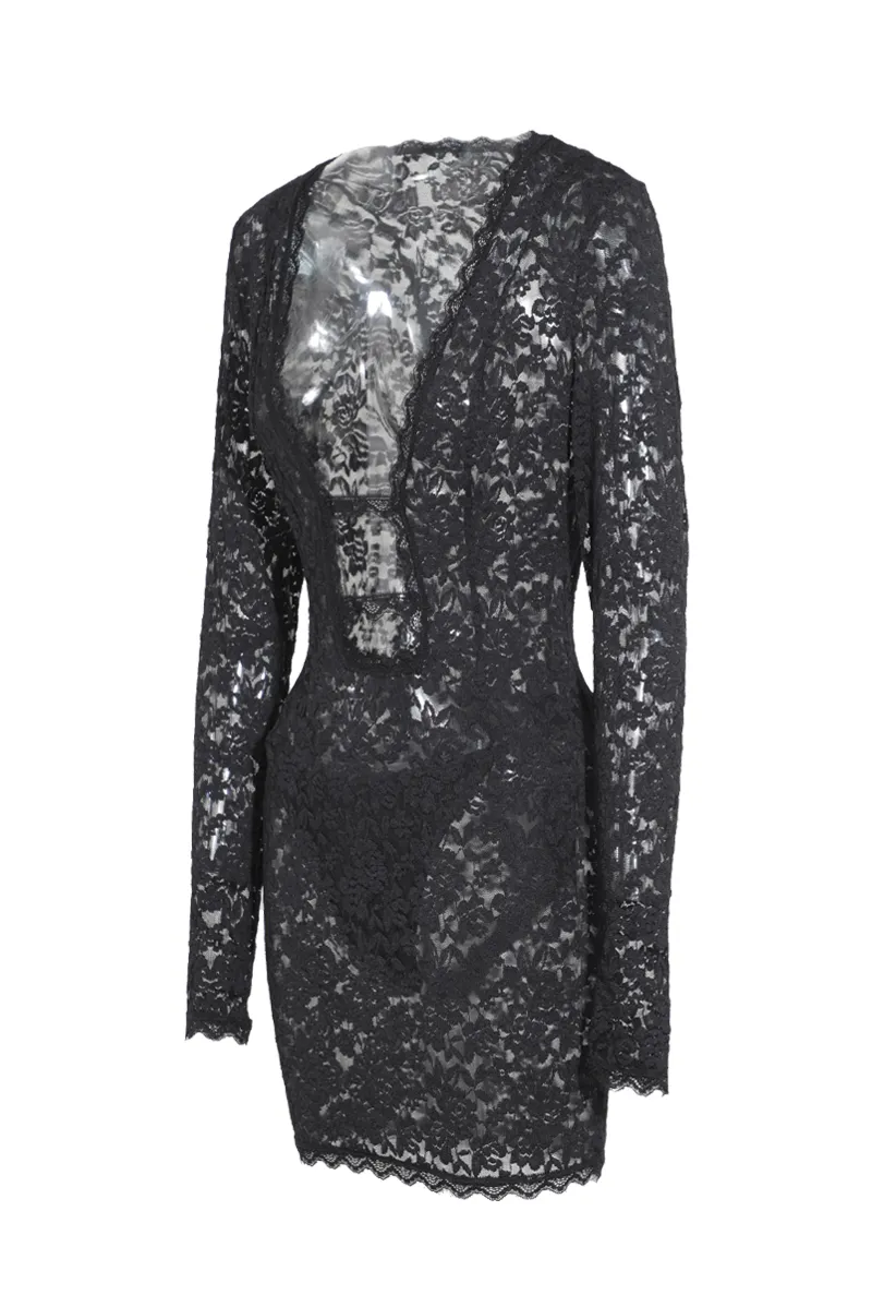 Victoria Lace Mini Dress - Black