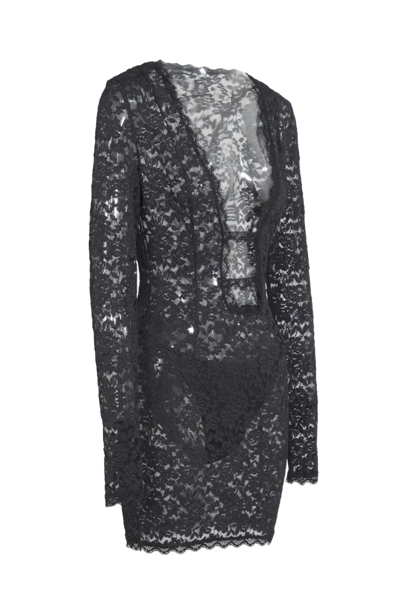 Victoria Lace Mini Dress - Black