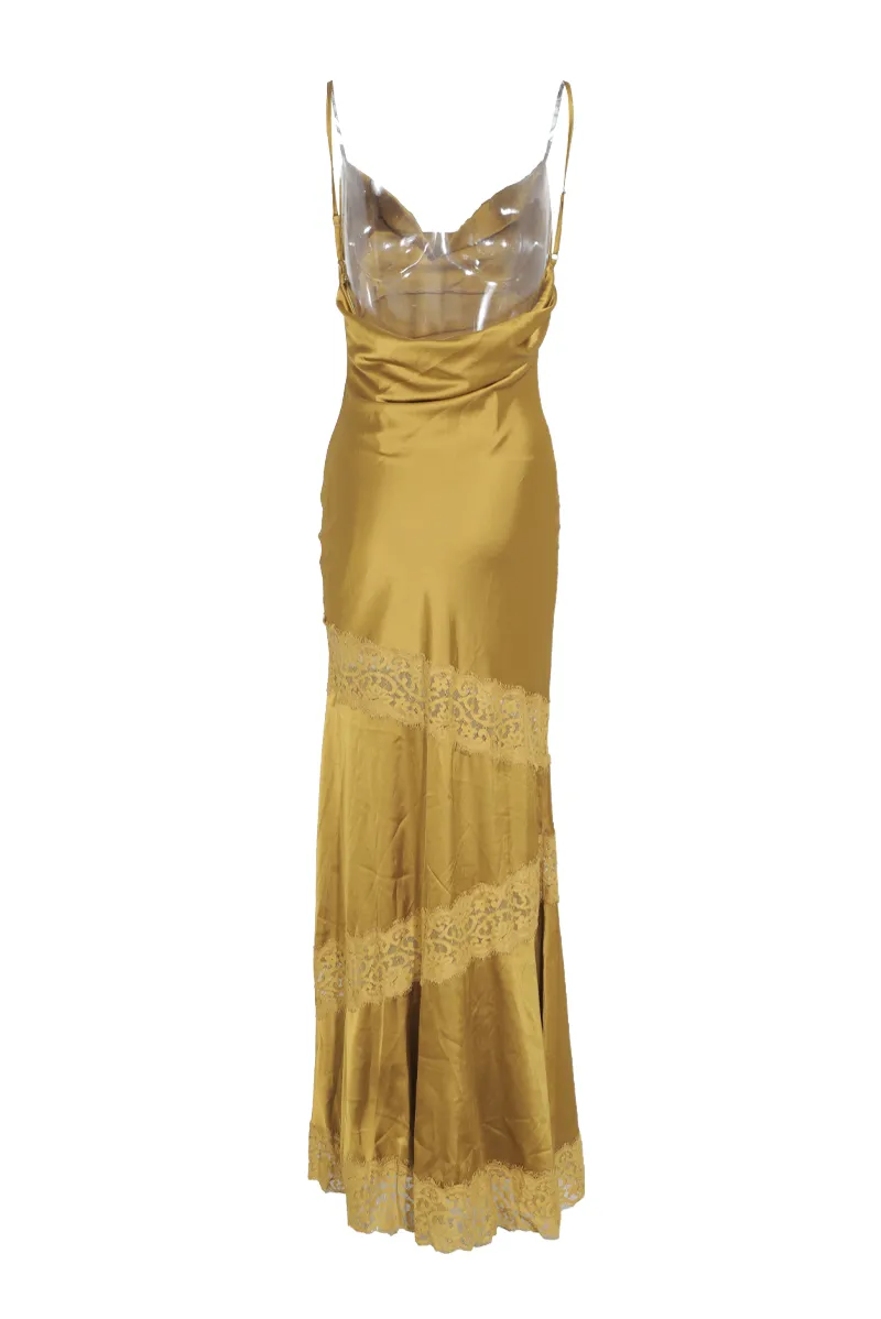 Inside Out Satin Maxi Dress - Gold