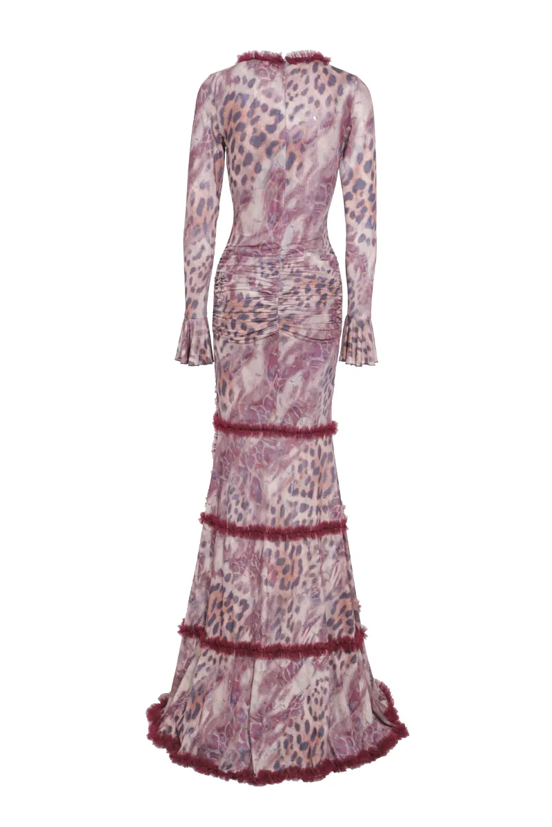 Joanna Leopard Mesh Maxi Dress-Leopard