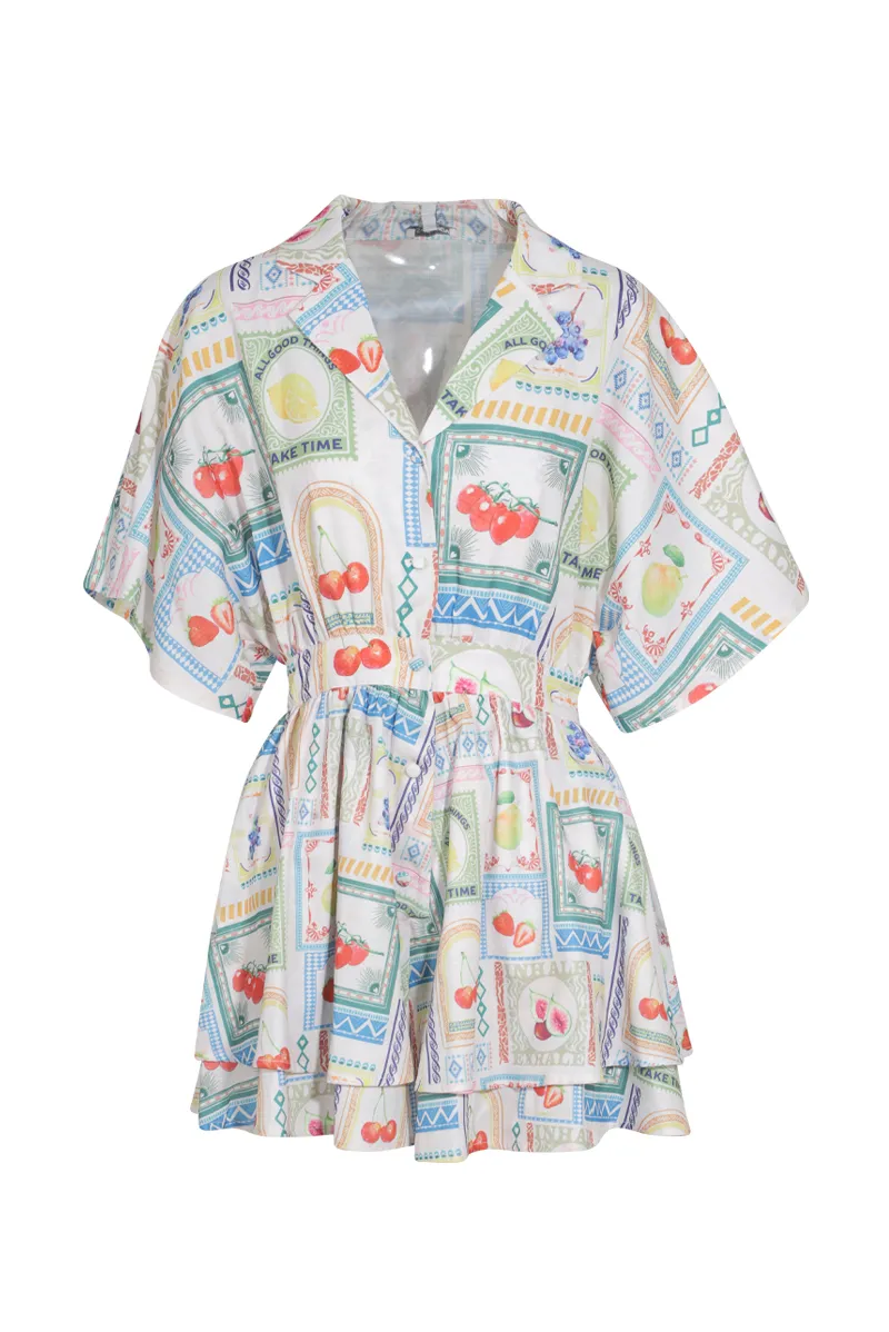 Up My Game Romper - White/combo
