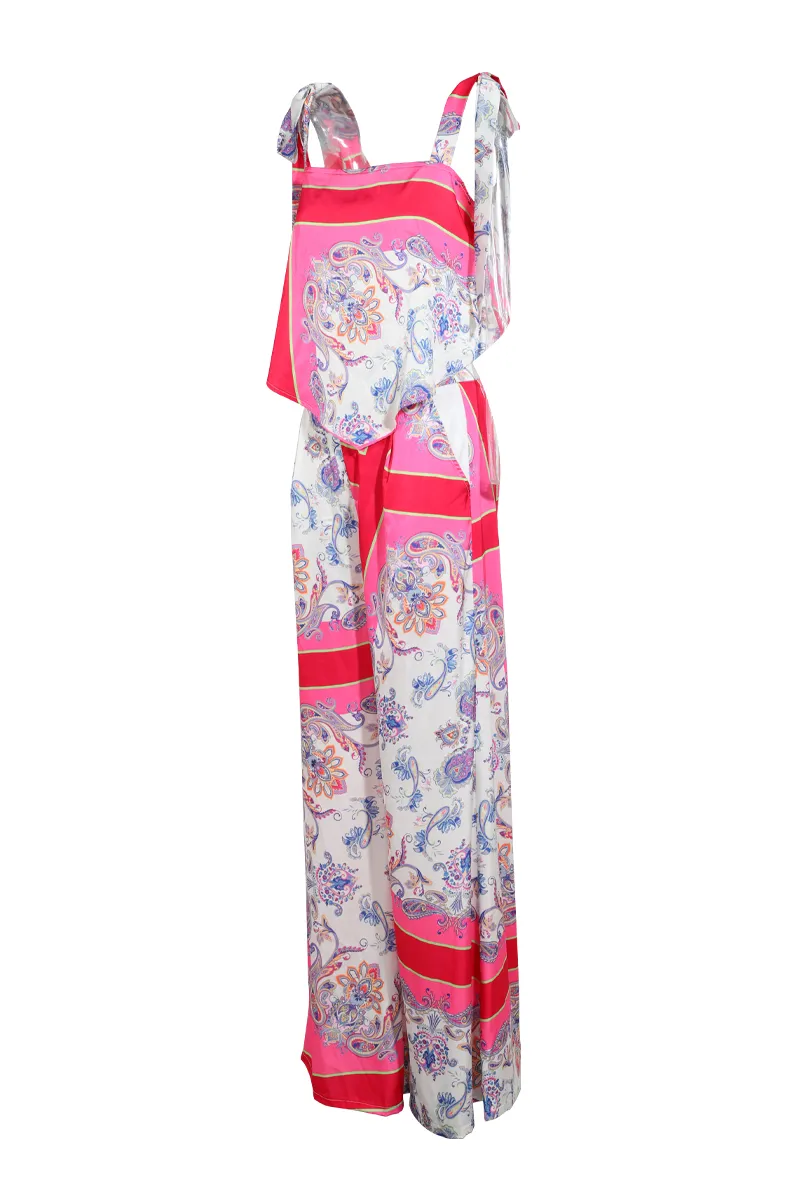 Life Is Sweet Satin Pant Set - Pink/combo