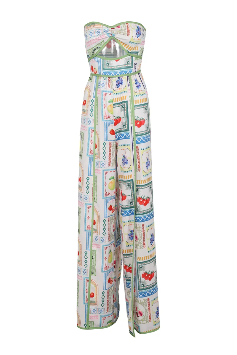 Savannah High Slit Jumpsuit - White/combo