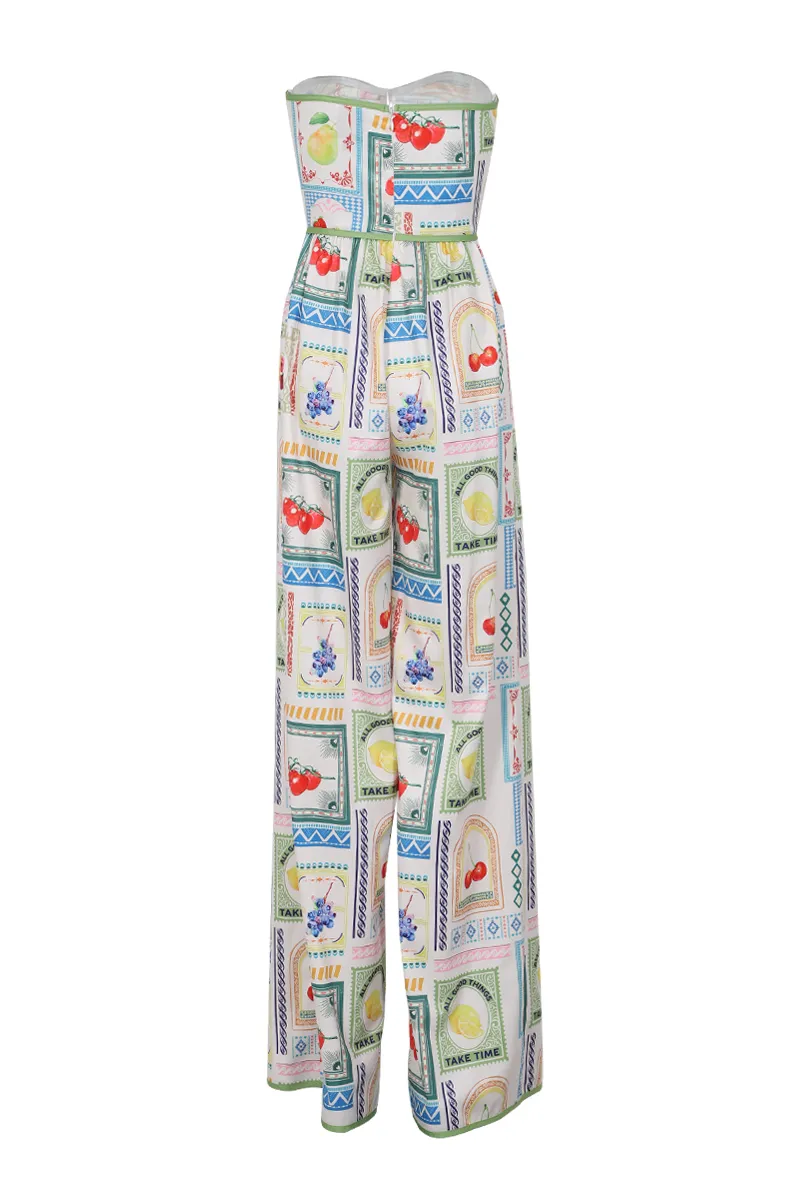 Savannah High Slit Jumpsuit - White/combo