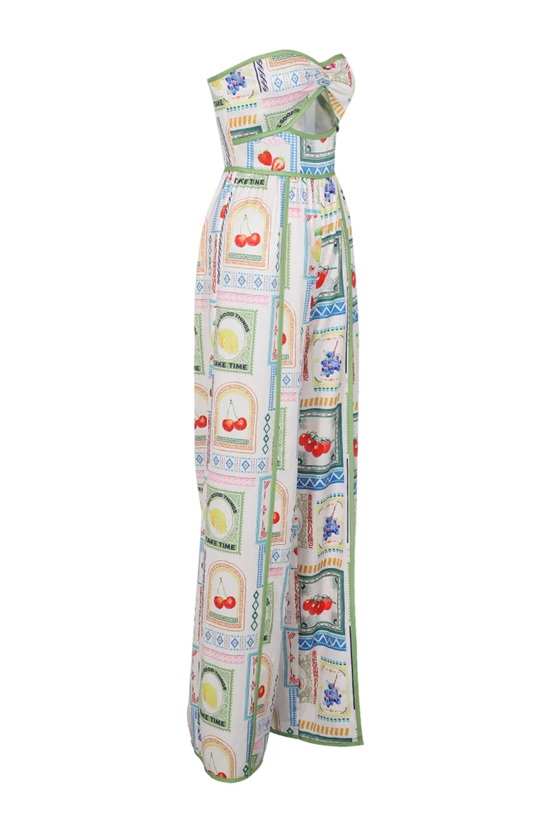 Savannah High Slit Jumpsuit - White/combo