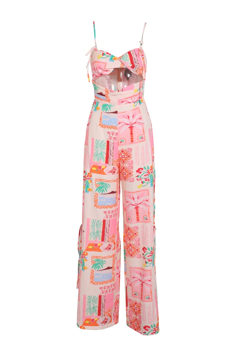 Brighten Your Day Jumpsuit - Pink/combo