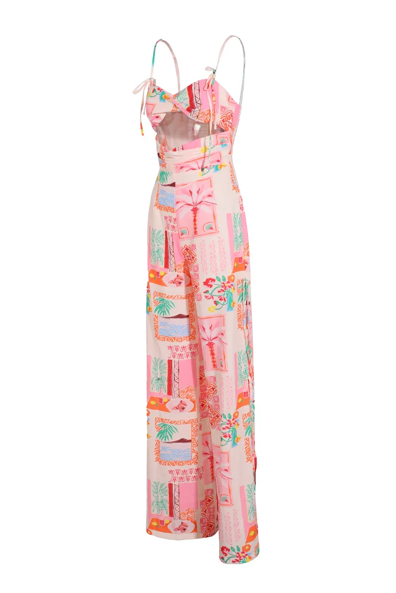 Brighten Your Day Jumpsuit - Pink/combo