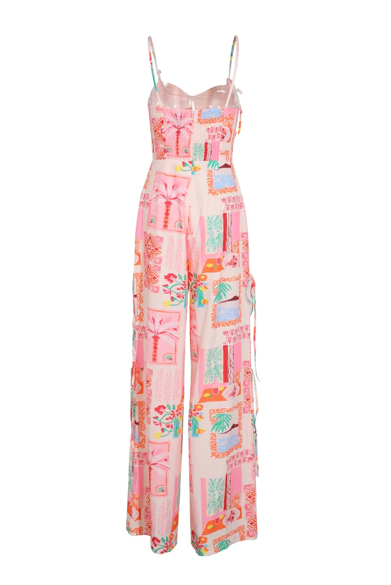 Brighten Your Day Jumpsuit - Pink/combo