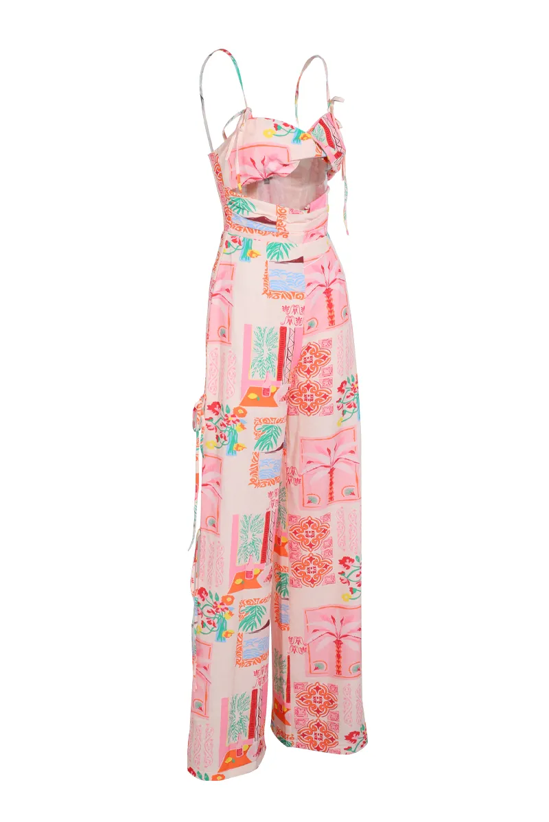 Brighten Your Day Jumpsuit - Pink/combo
