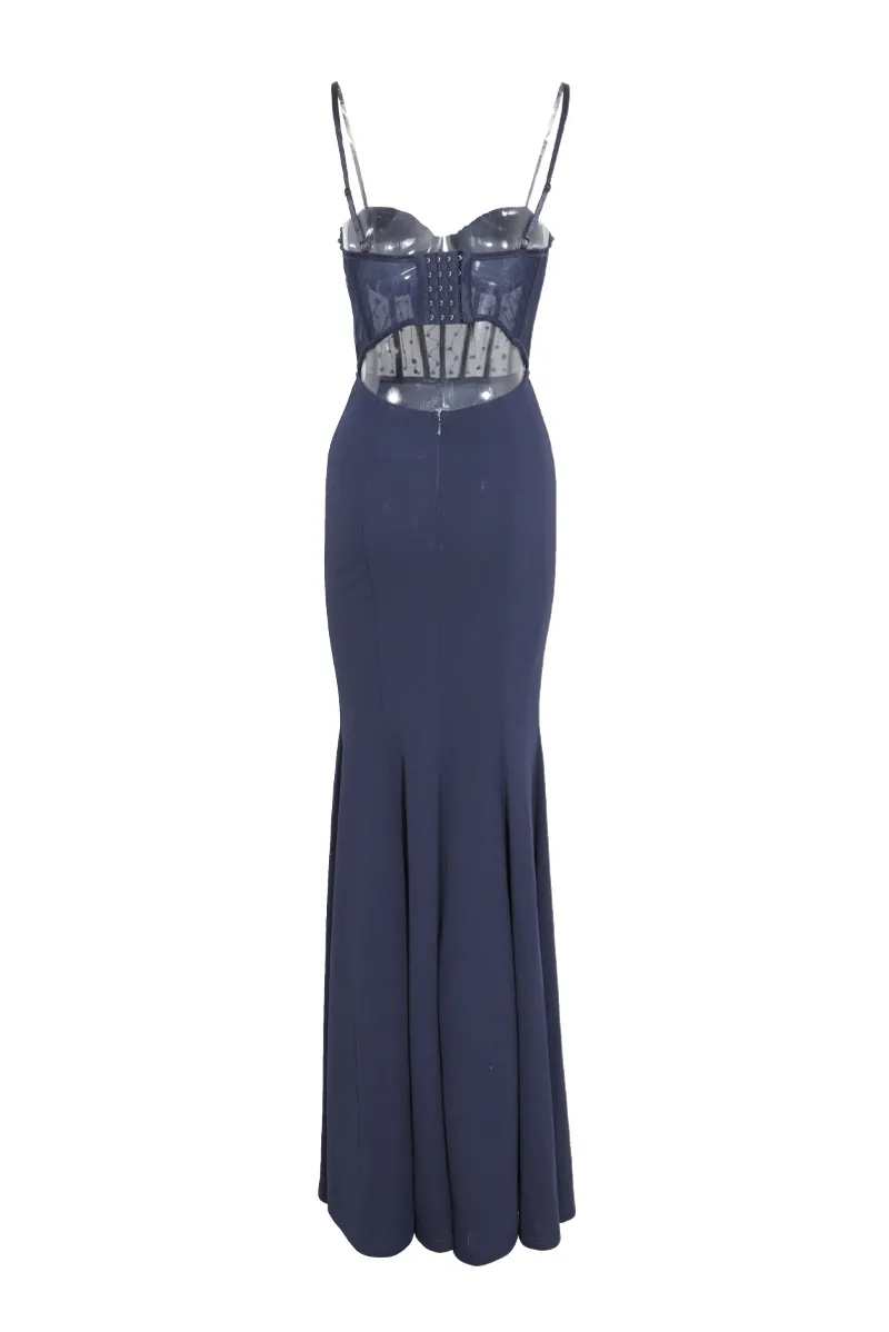 Bella Embellished Gown - Navy